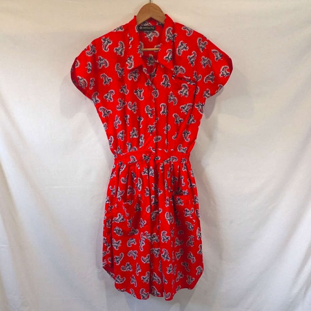 Vintage Sweet Young Thing 100% Cotton Bandana Print Romper Dress Size Medium